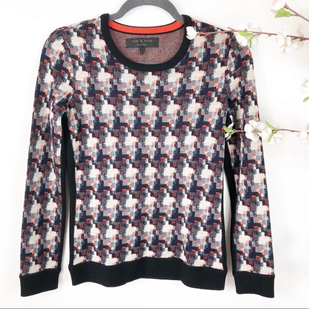 Rag & Bone Geometric Print Pullover Sweater Jumper